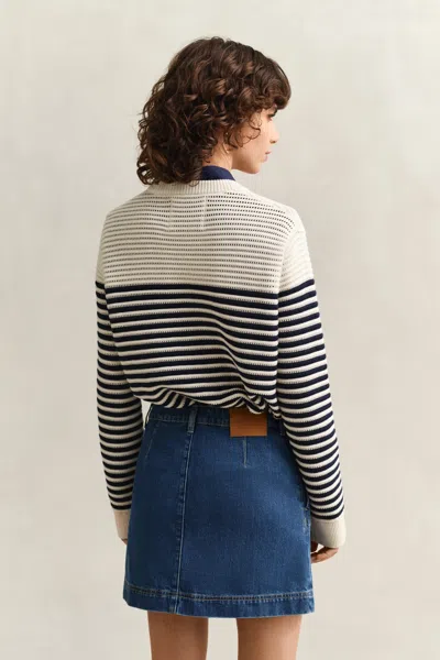 Gant Striped Textured-knit Sweater In Multi