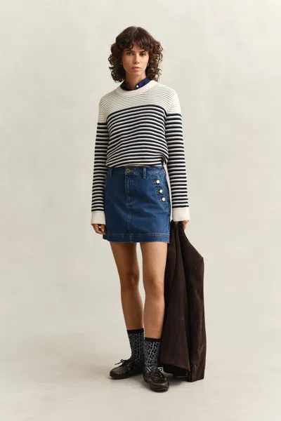 Gant Striped Textured-knit Sweater In Multi
