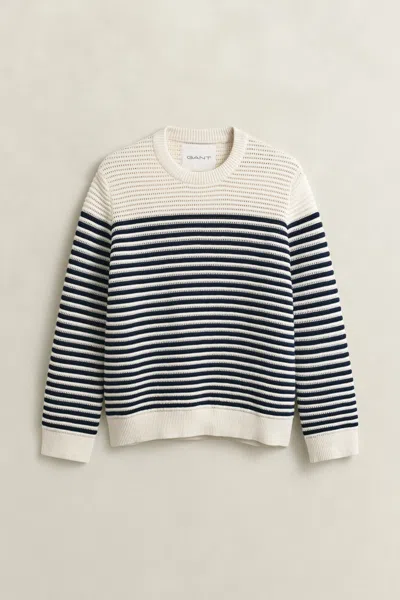 Gant Striped Textured-knit Sweater In Multi