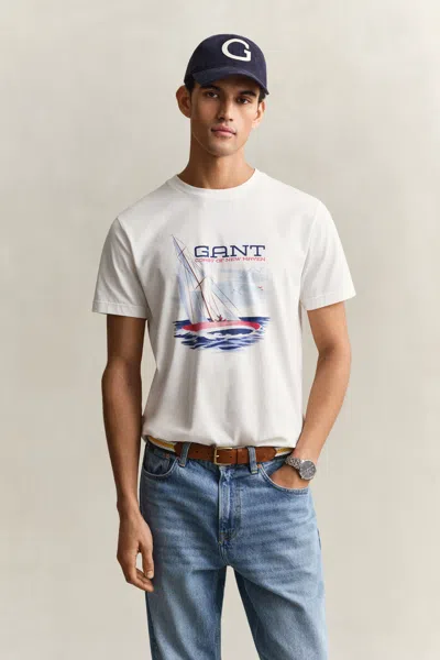 Gant Graphic Short Sleeve T Shirt White