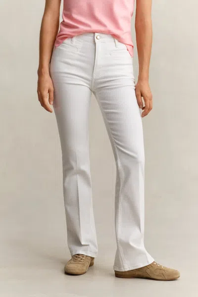 Gant Monogram Flared Jeans In White