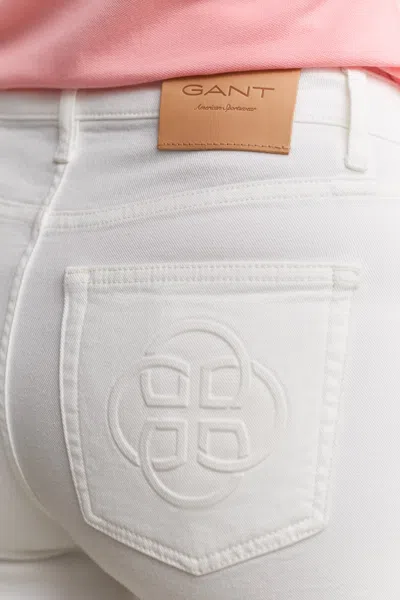 Gant Monogram Flared Jeans In White