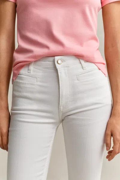 Gant Monogram Flared Jeans In White