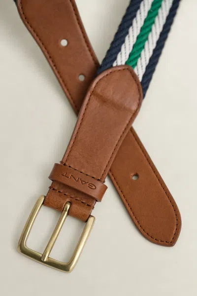 Gant Striped Webbing Belt In Brown