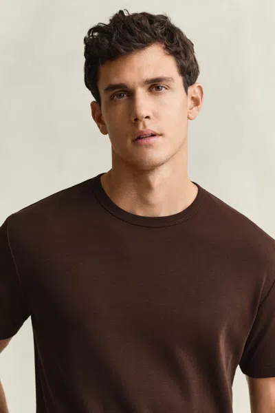 Gant Interlock T-shirt In Brown