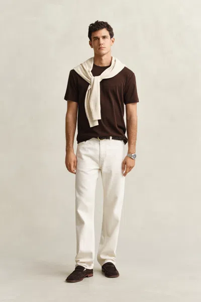 Gant Interlock T-shirt In Brown