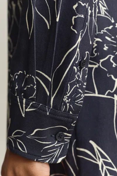 Gant Floral-print Belted Midi Dress In Blue