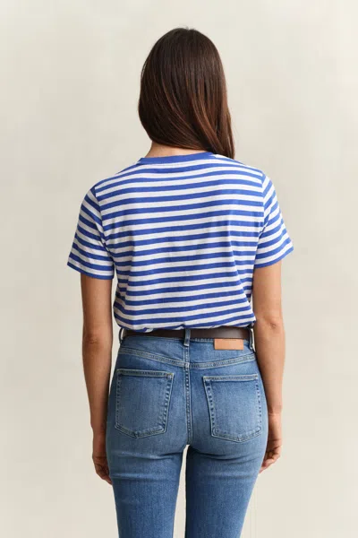 Gant Striped Shield T-shirt In Blue