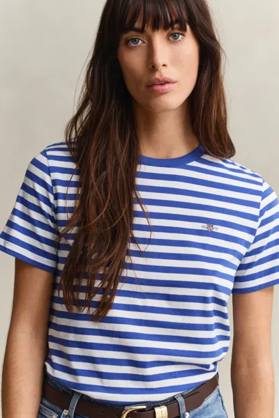Gant Striped Shield T-shirt In Blue