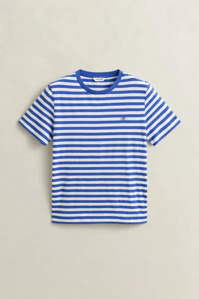 Gant Striped Shield T-shirt In Blue