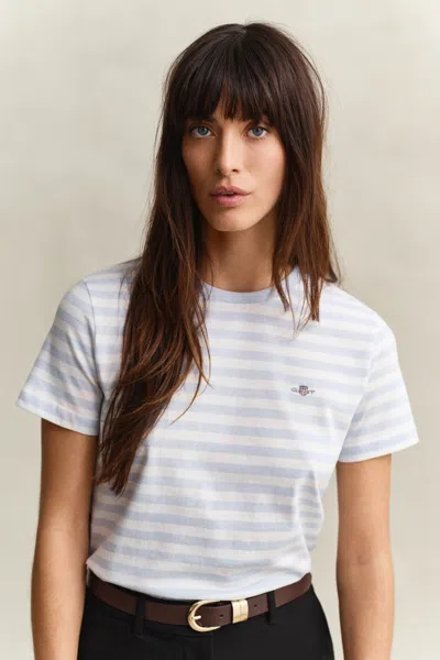 Gant Striped Shield T-shirt In Blue