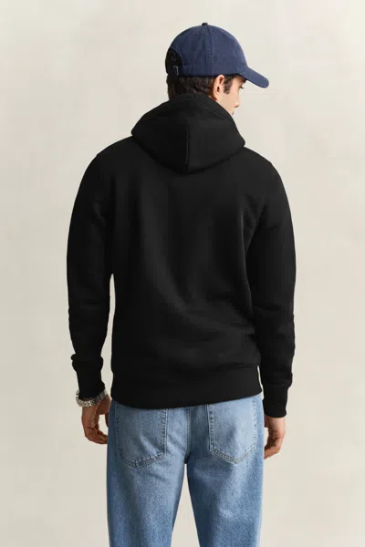 Gant Mens Regular Fit Archive Shield Pullover Hoodie In Black