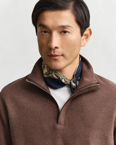 Gant Sacker Rib Half-zip Sweatshirt In Brown