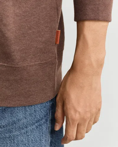Gant Sacker Rib Half-zip Sweatshirt In Brown