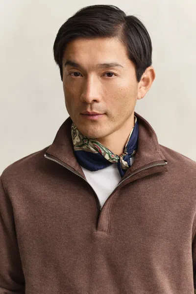 Gant Sacker Rib Half-zip Sweatshirt In Brown