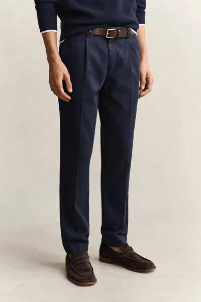 Gant Lyocell Blend Pants In Blue
