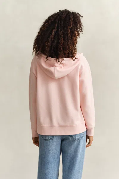 Gant Logo-embroidered Zip-up Hoodie In Pink
