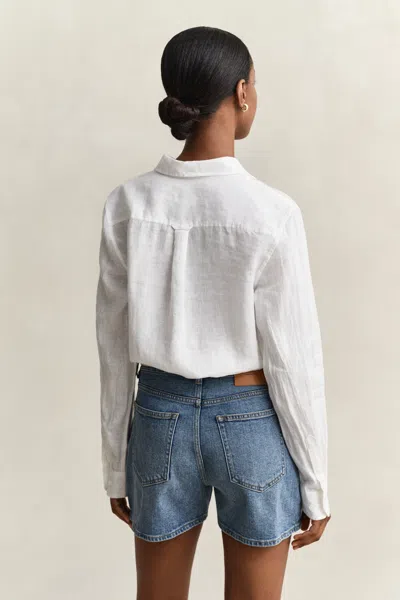 Gant Regular Fit Linen Shirt In White