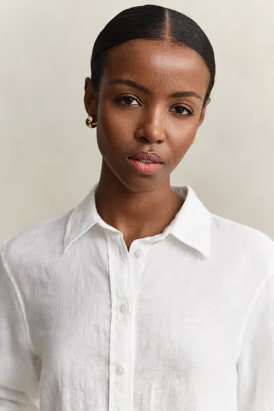Gant Regular Fit Linen Shirt In White