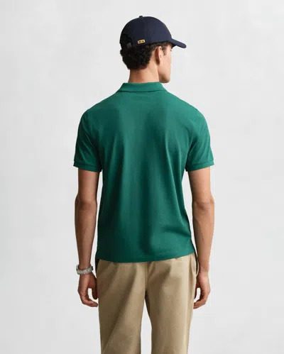 Gant Mens Regular Fit Short Sleeve Shield Logo Pique Polo In Green