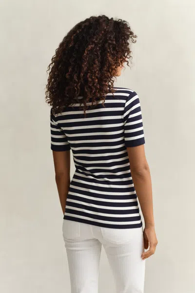 Gant Striped Rib T-shirt In Multi