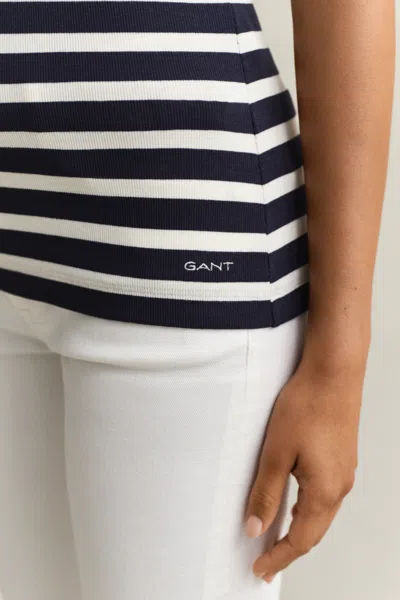 Gant Striped Rib T-shirt In Multi
