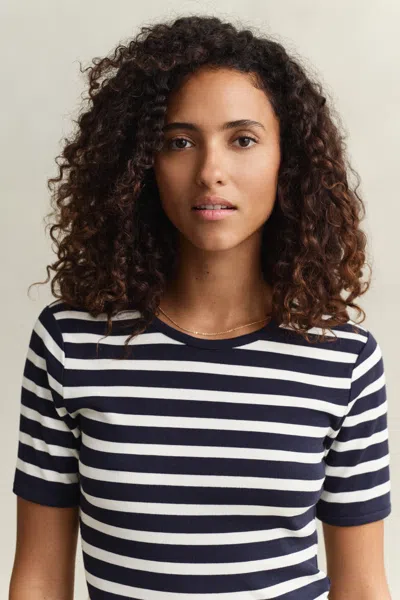 Gant Striped Rib T-shirt In Multi
