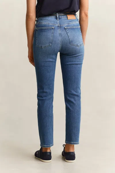 Gant Cropped Slim-fit Jeans In Blue