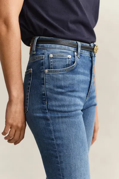 Gant Cropped Slim-fit Jeans In Blue