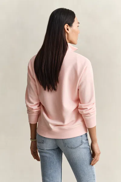 Gant Washed Shield Half-zip Sweatshirt In Pink