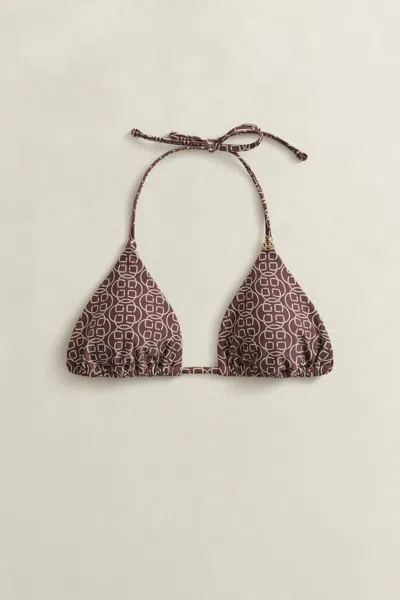 Gant Printed Padded Triangle Bikini Top In Multi