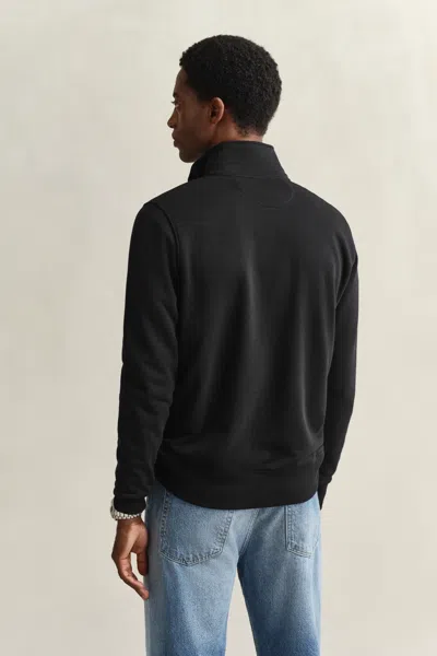 Gant Mens Regular Fit Shield Logo Half Zip Sweatshirt In Black