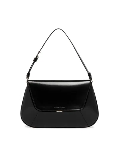 Amina Muaddi Mini Rectangular Satin Shoulder Bag In Black