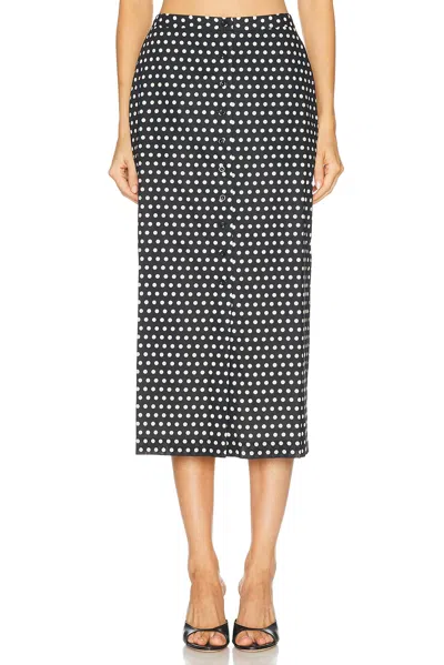 Frame The Dot Front Button Midi Skirt In Burgundy