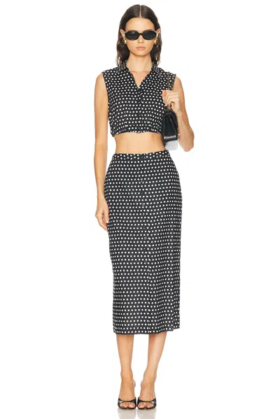 Frame The Dot Front Button Midi Skirt In Burgundy