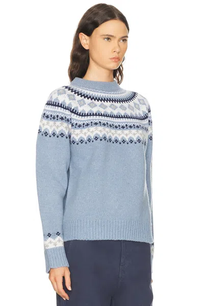 Miu Miu Wool Oversized Sweater Crew Neck Pattern In Blue