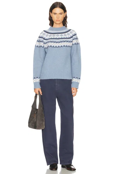 Miu Miu Wool Oversized Sweater Crew Neck Pattern In Blue