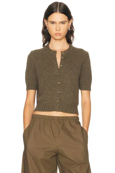 Khaite Womens Artichoke Nora Short-sleeve Knitted Cashmere Cardigan In Green