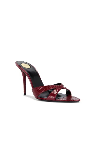 Saint Laurent Kirat Python Mule Sandal In Red