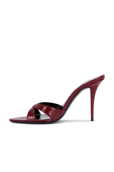 Saint Laurent Kirat Python Mule Sandal In Red