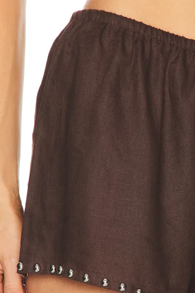 Staud Paddle Linen Short In Brown