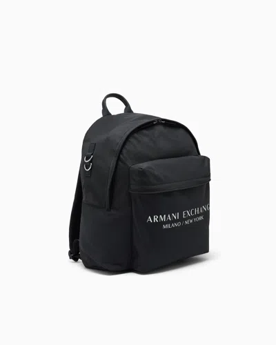 Armani Exchange Backpack In Coated Fabric In Black