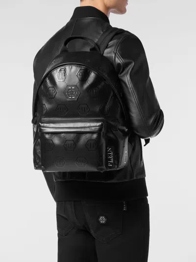 Philipp Plein Monogram-embossed Backpack In Black