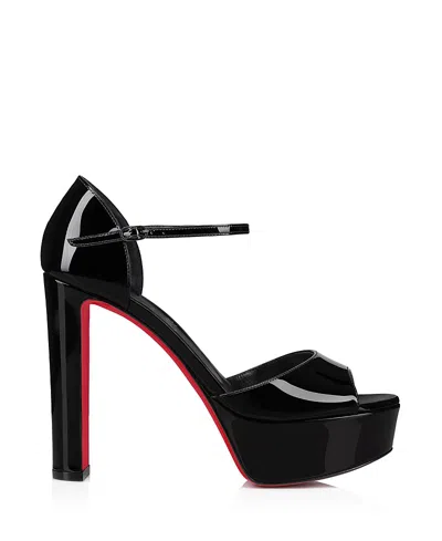 Christian Louboutin Sandaloo 130 Mirrored-leather Platform Sandals In Black