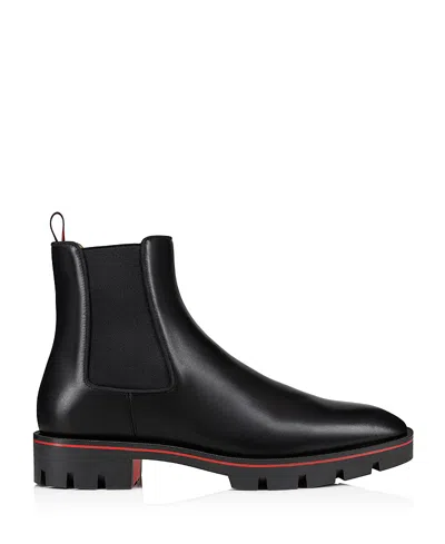 Christian Louboutin Alpino Waxed-suede Chelsea Boots In Black