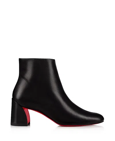 Christian Louboutin Turela Leather Side-zip Red Sole Booties In Black