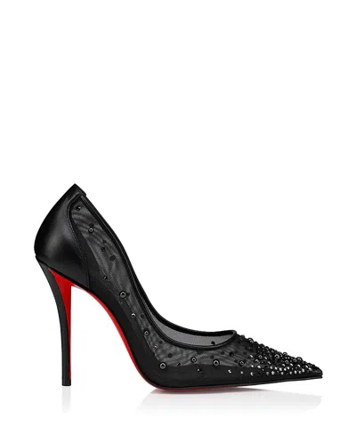 Christian Louboutin Miss Z Degrastrass Perla Mesh Nylon Pumps With Rhinestones In Black