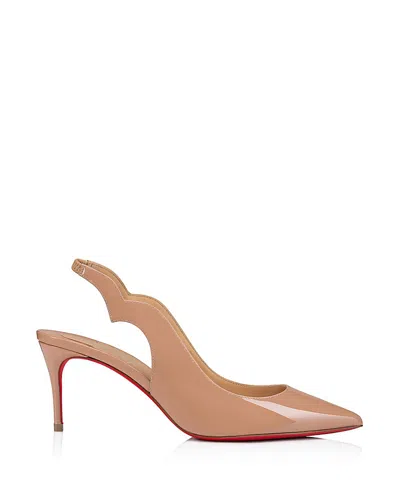 Christian Louboutin Women Hot Chick Patent Leather Slingback Decollete In Brown