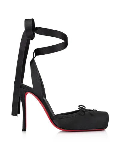 Christian Louboutin Cassia 100 Bow-detailed Grosgrain-trimmed Satin-crepe Pumps In Animal Print