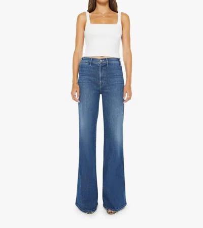 Mother Tomcat Roller Skimp High-waisted Wide-leg Jeans In Perfectly Imperfect In Blue